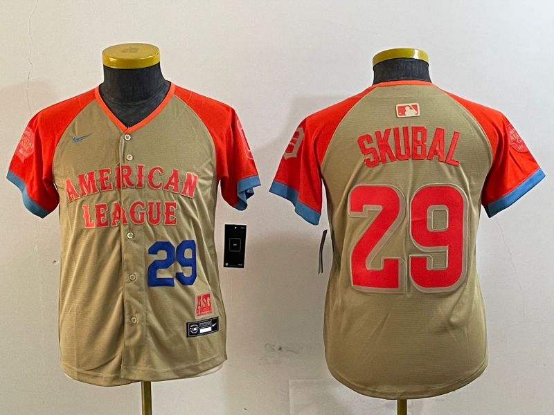 Youth Detroit Tigers 29 Skubal Brown All star 2024 Nike MLB Jersey style 3